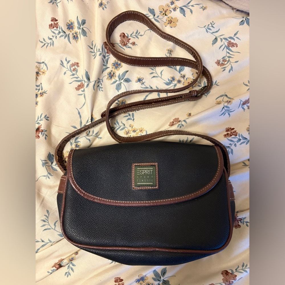 Vintage Esprit Black and Brown Women's Bag